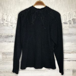 Vintage embroidered silk angora beaded sweater